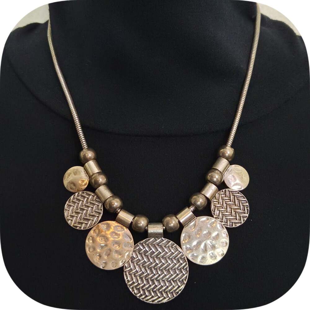 Erica Lyons Silver Tone Multi-Disc Statement Bib Necklace